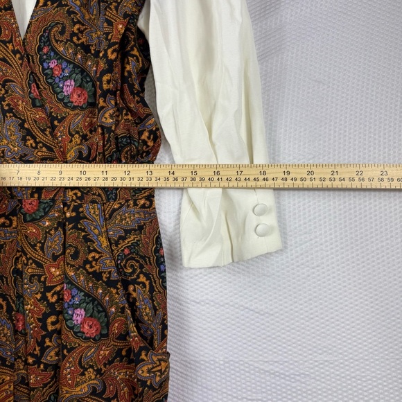 R.J Stevens Vintage Paisley Patterned Brown Midi Dress Size 8 - Picture 10 of 10